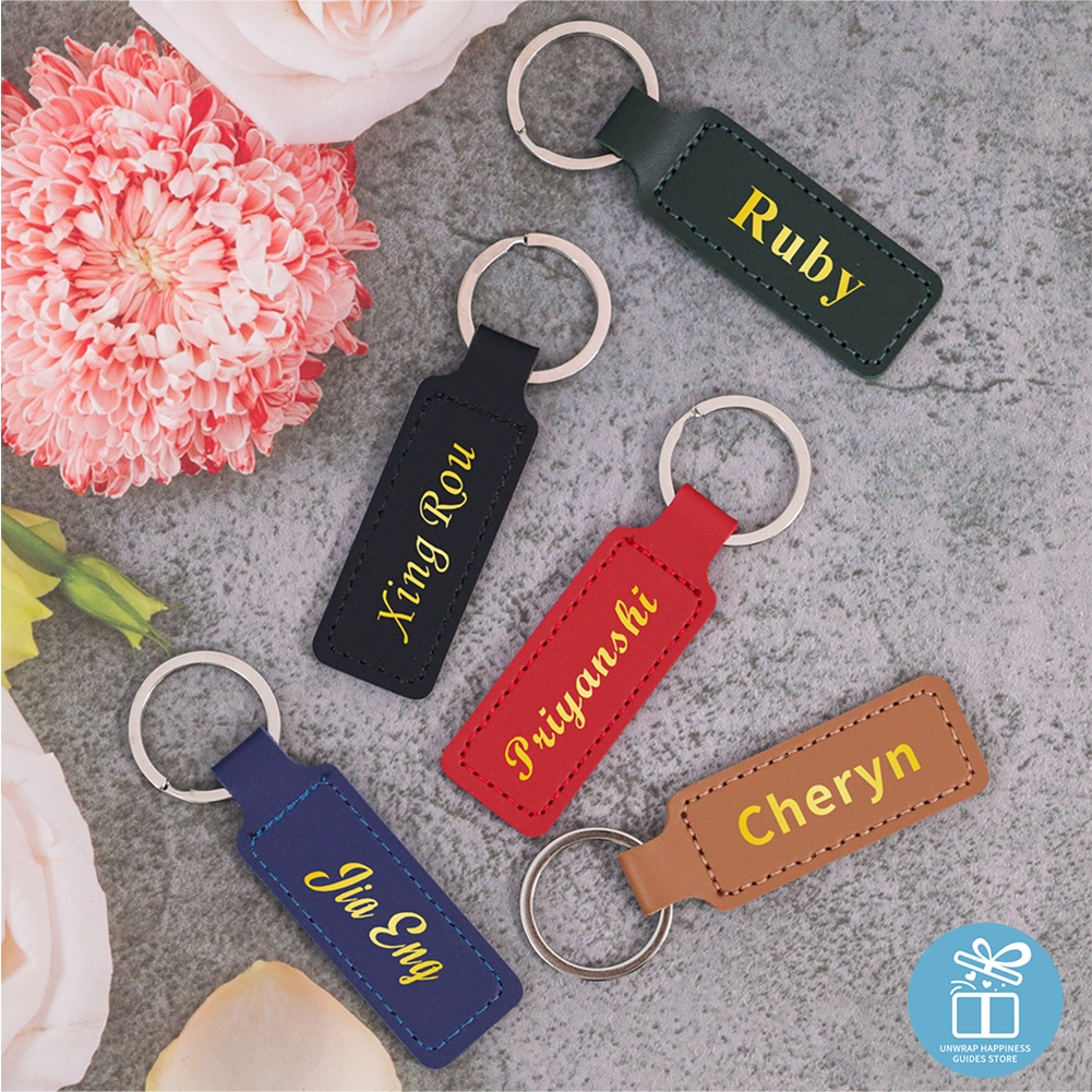 LASER ENGRAVED Custom Name Keychain PU Leather / Laser Ukir Nama ...