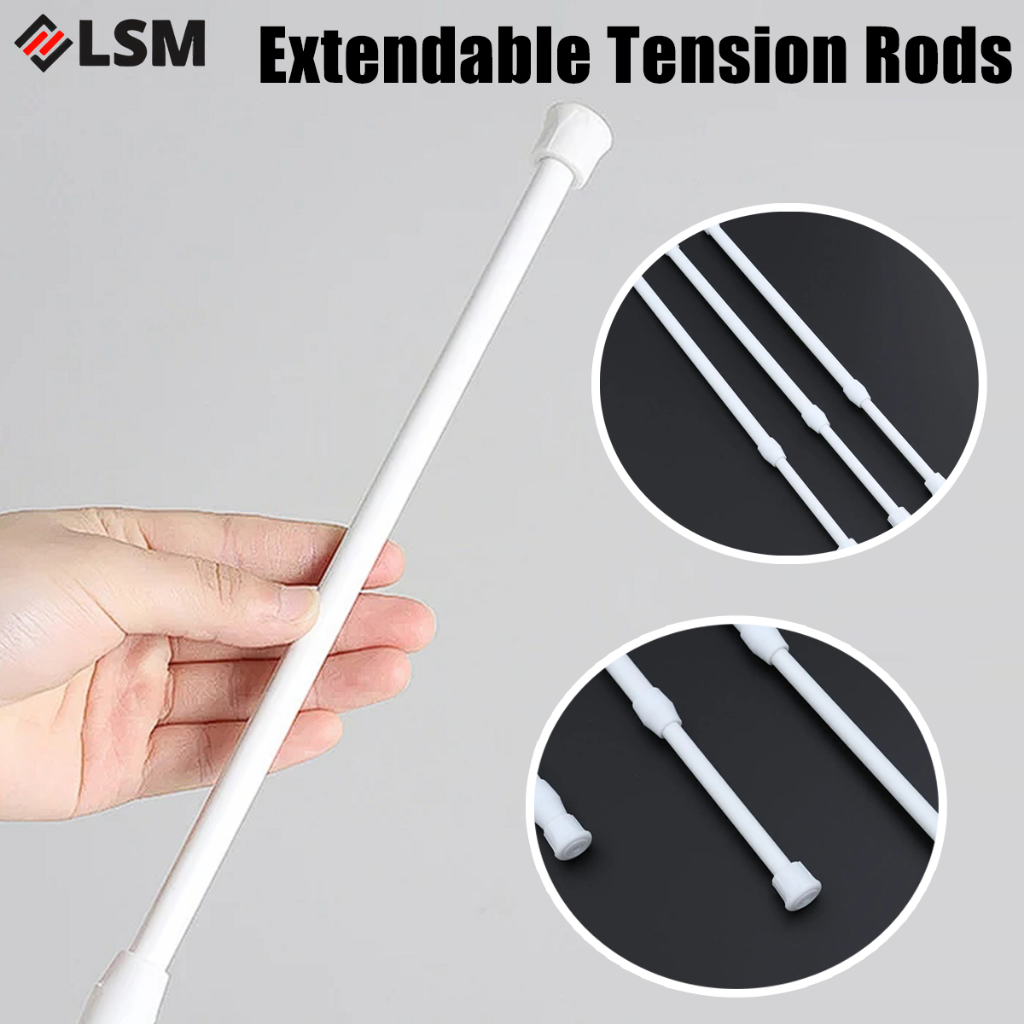 Adjustable Metal Curtain Rod Spring Loaded Extendable Telescopic Poles ...