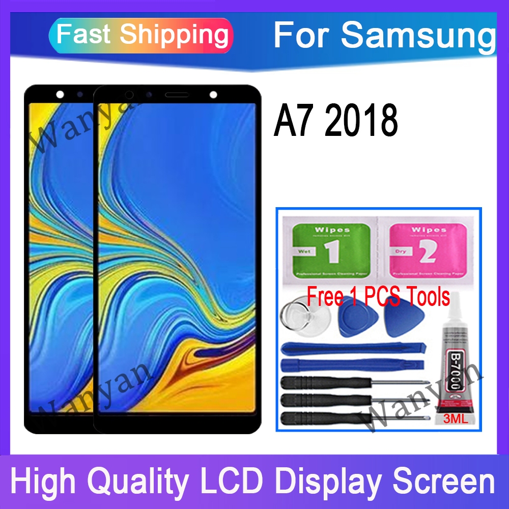 OEM For AMOLED Samsung Galaxy A7 2018 A750 LCD Display Touch Screen  Digitizer With Frame Replacemen