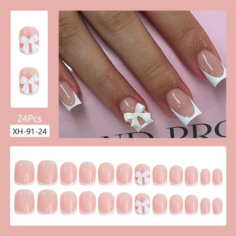 24Pcs Fake Acrylic Press On Nails Set Removable Wearing False Nails ...