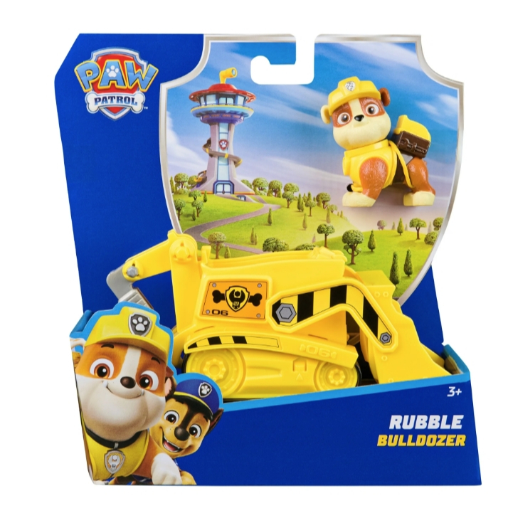 Paw Patrol Rubble's Bulldozer Toy With Collectible Figure - Construction Vehicle For Kids 3+