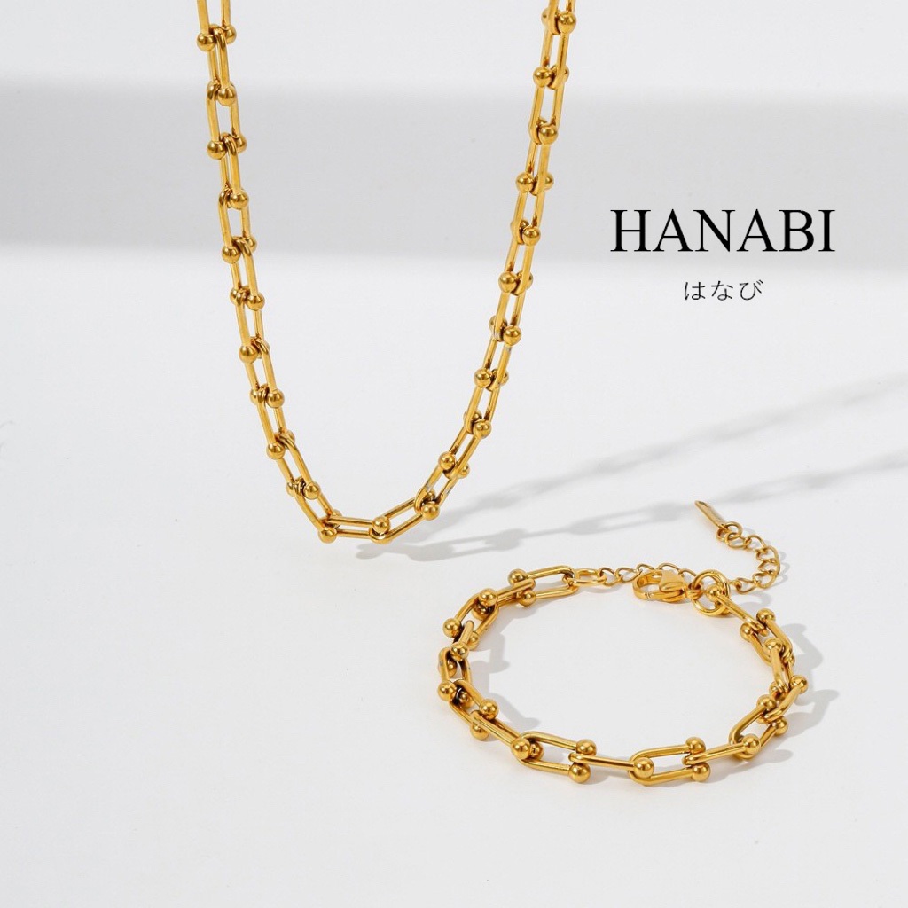 HANABI Women's Geometric Design Necklace Bracelet, Gold Women's Non ...