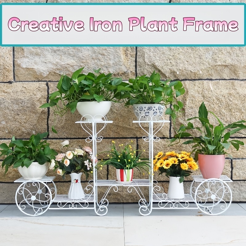 Creative flower rack plant rack indoor multi-layer wrought iron balcony ...