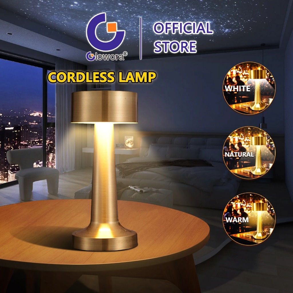 Glowora Dimmable Wireless LED Dumbbel Bar Table Lamp Shade Bedroom ...