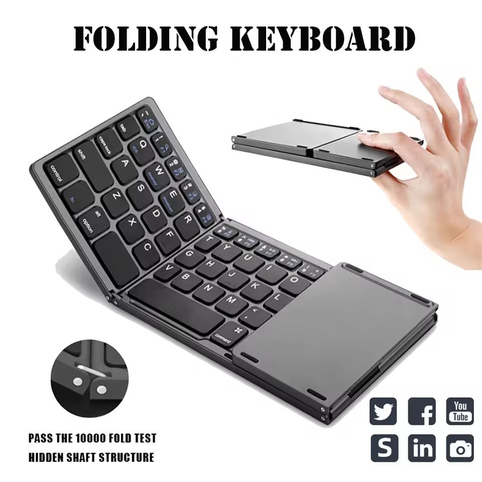 B033 Mini foldable Wireless Keyboard With Touchpad BT Office Portable ...