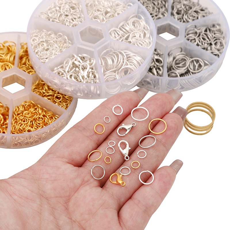 1set/box Iron Single Ring+ Lobster Clasp DIY Bracelet Necklace Earrings ...