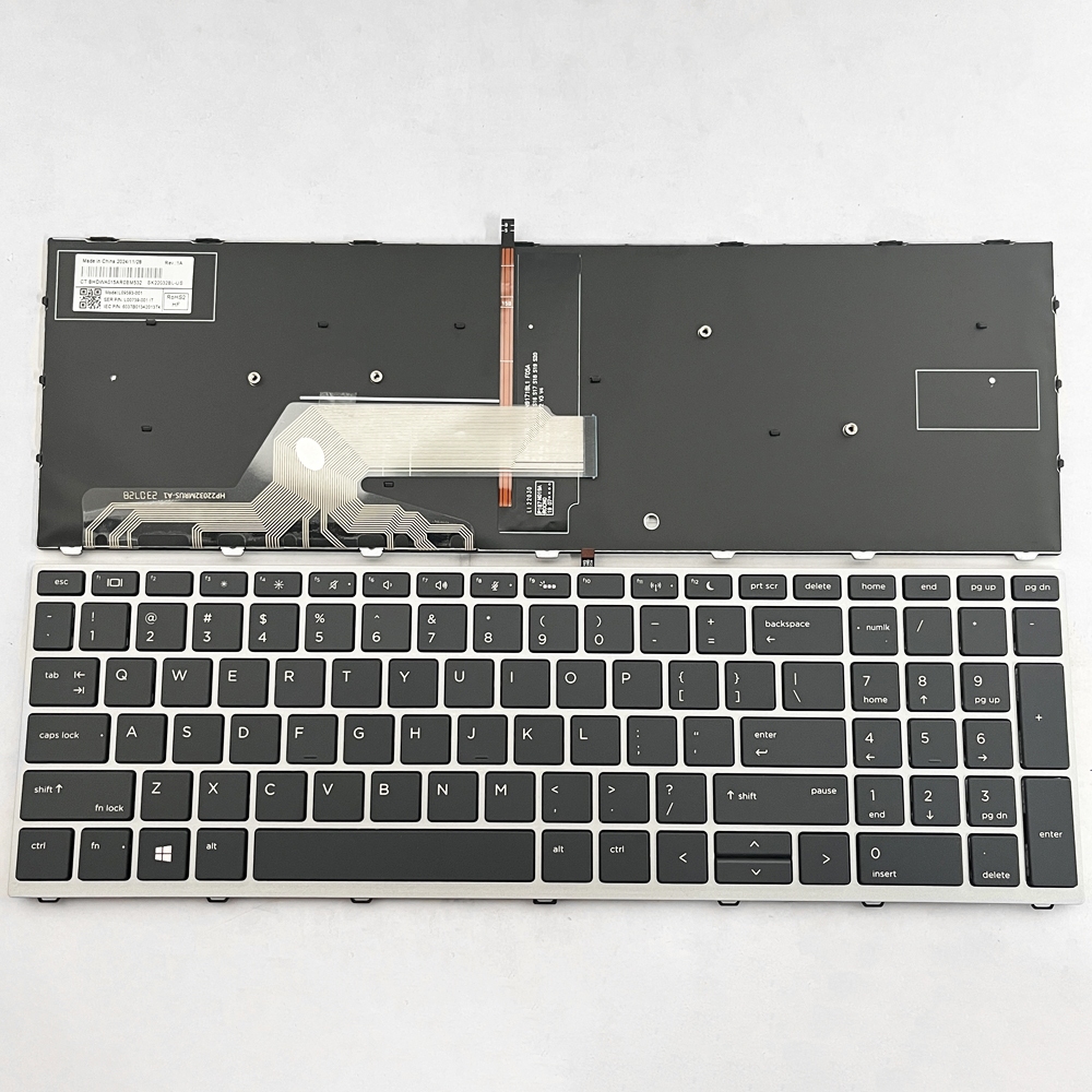 HP ProBook 650 G4 / 650 G5 BE backlit keyboard zilver frame (met
