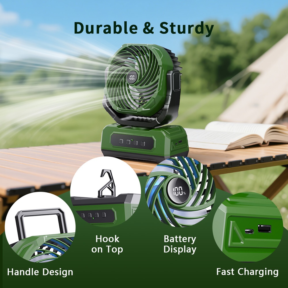 Portable Auto Rotation Fan 15000mAh Rechargeable Fan Outdoor with ...