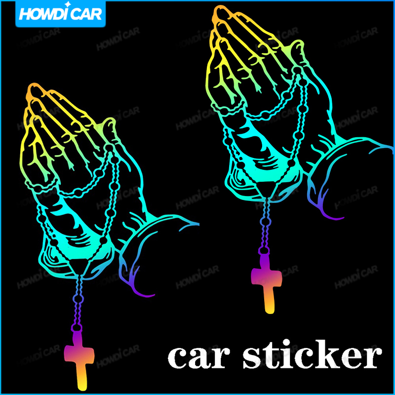 1pc Car Interior Sticker Color Car Prayer Gesture Laser Stickers ...