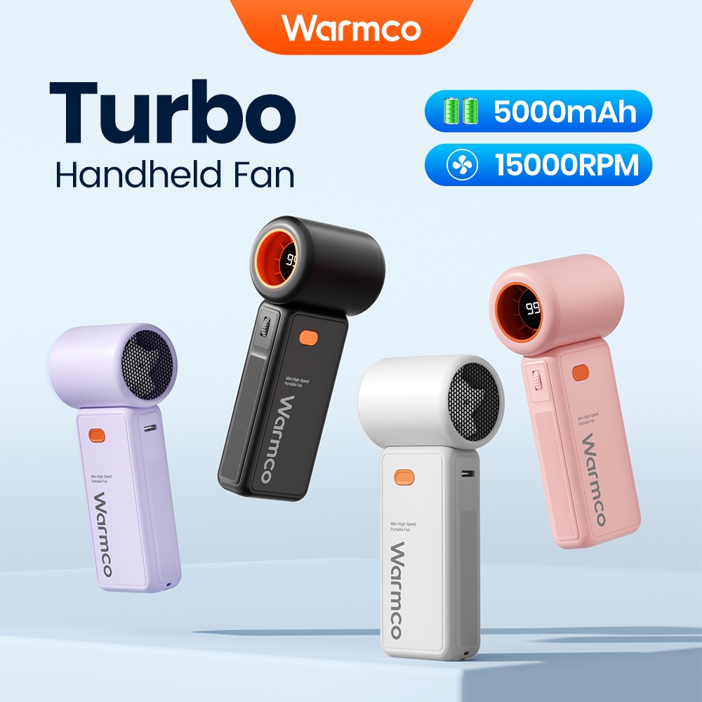 Warmco 5000mAh Turbo Handheld Fan, 100-Speed Adjustable Mini Portable ...