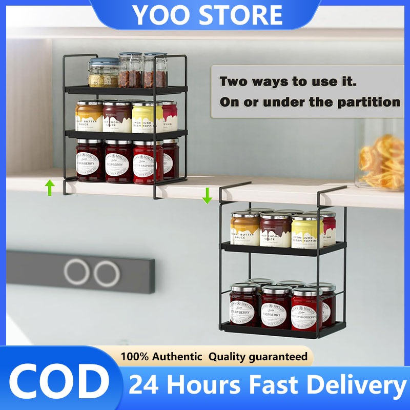 Hanging Shelf Rack Under Shelf 2-Tier Desktop Display Rack Kitchen ...