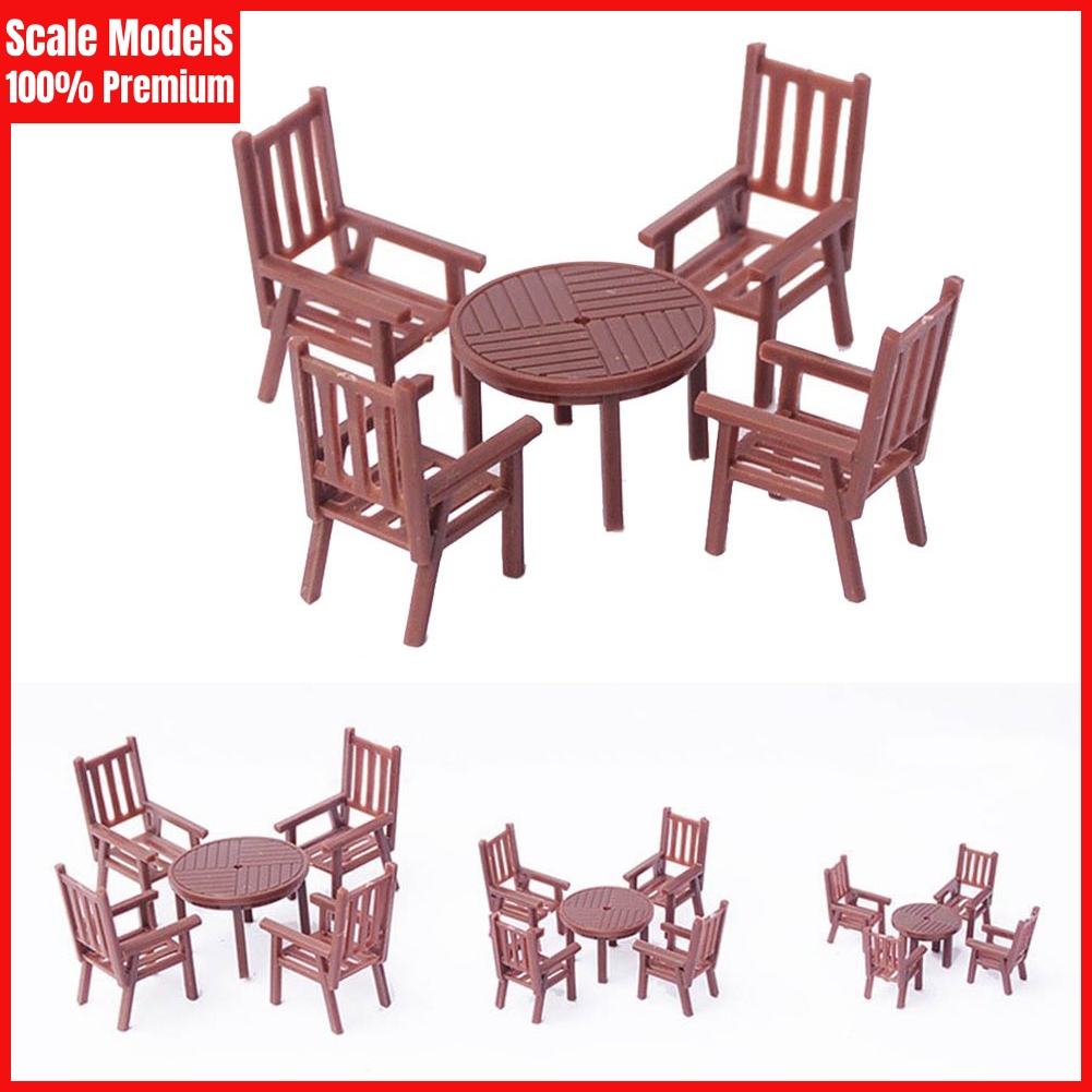 (50pcs) 10 Sets Tables And Chairs Kit HO Scale Model 1:30 1:50 1:75 ...