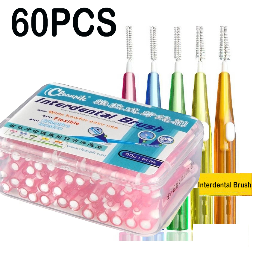 60Pcs Interdental Brush Push Pull Dental Floss Reusable Orthodontic ...
