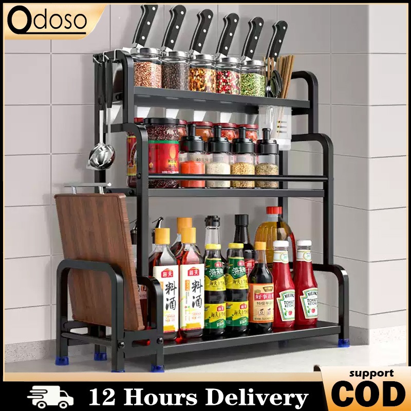 Spice Rack Condiments Rack Kitchen Oil Salt Sauce Vinegar Storage Rack ...