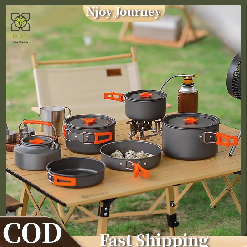 Camping Cooking Set Pot Outdoor Hiking for 2-3 People Tableware Travel ...