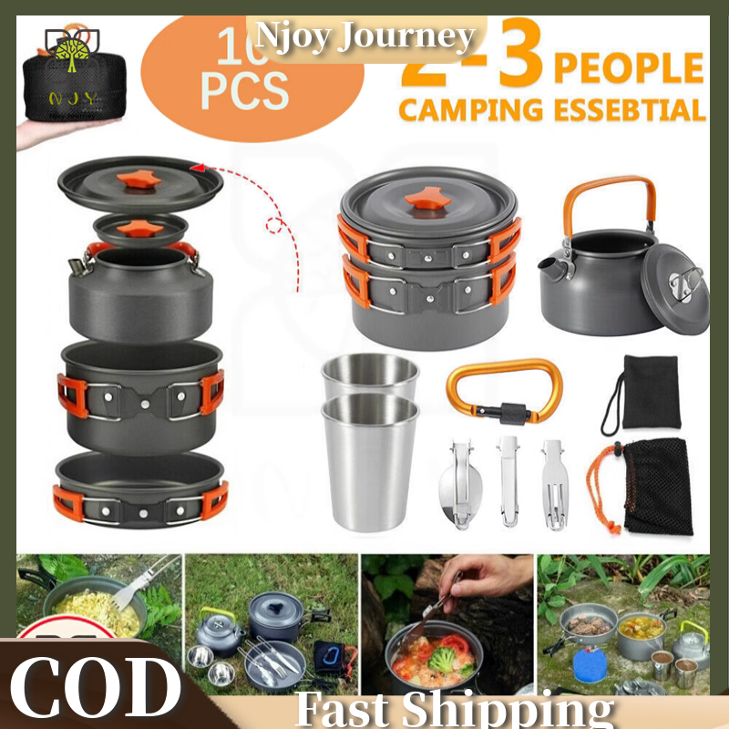 thumbnail image 2 of Portable Camping Cookware Set With Stove - Stainless Steel Cooking Pots For Backpacking & Hiking 2 of 9
