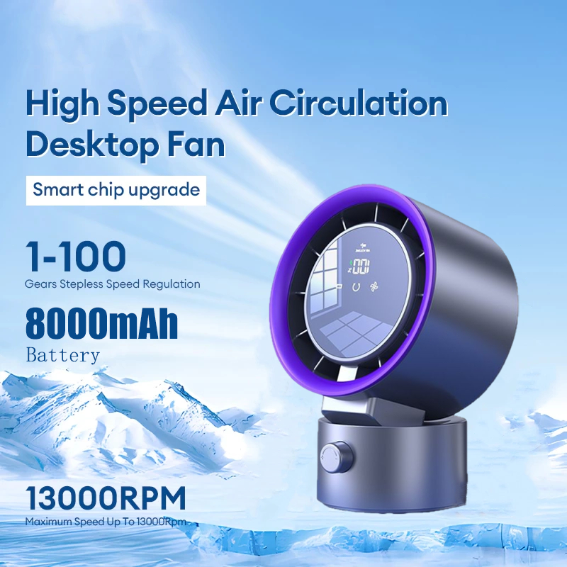 8000mAh High Speed Desk Fan Rechargeable Fan Min Desktop Shaking Fan ...