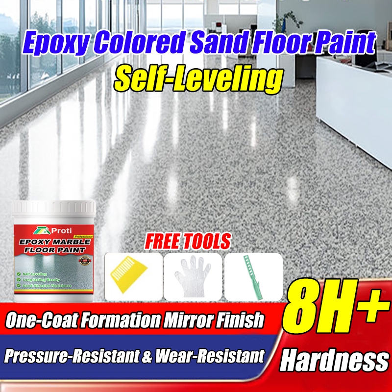 2KG High Gloss Epoxy Colored Sand Marble Floor Paint Self Leveling ...