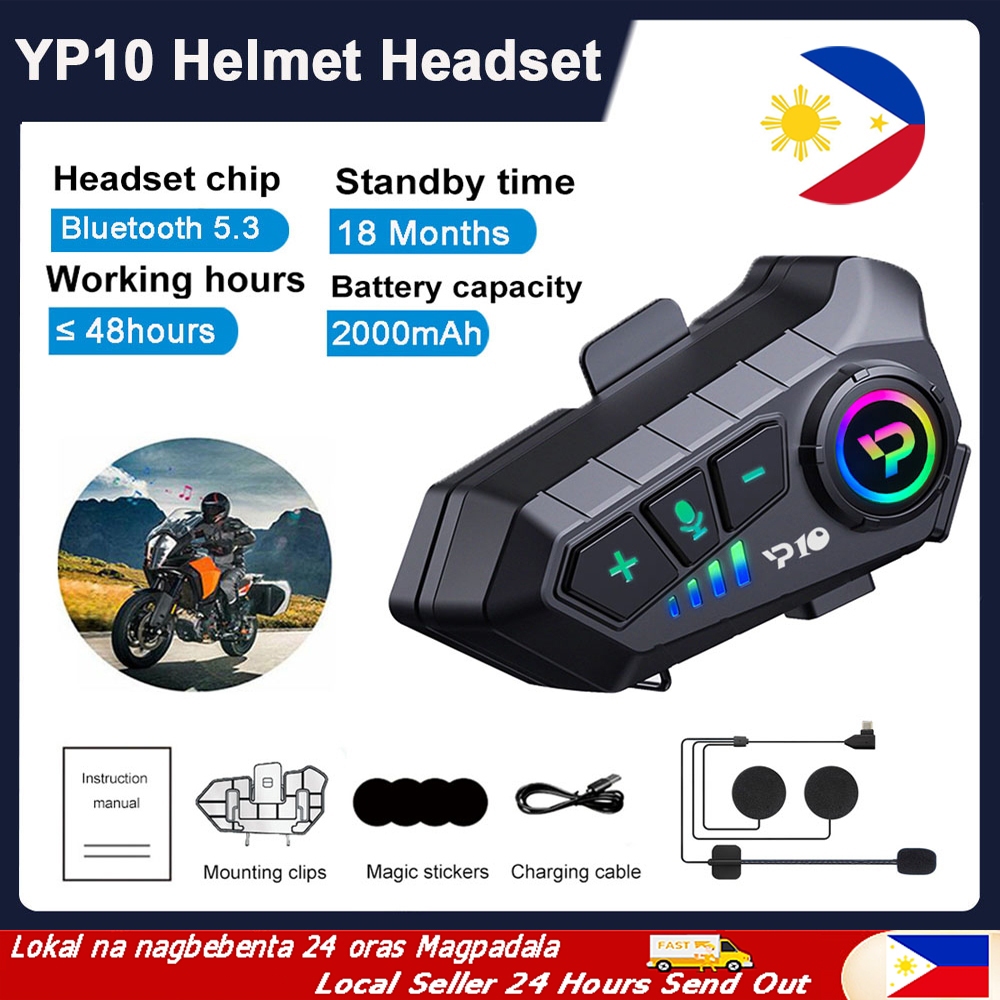 (PHI Stock) P10 Y10 Motorcycle Helmet Intercom Earphone 300 Meters BT5 ...
