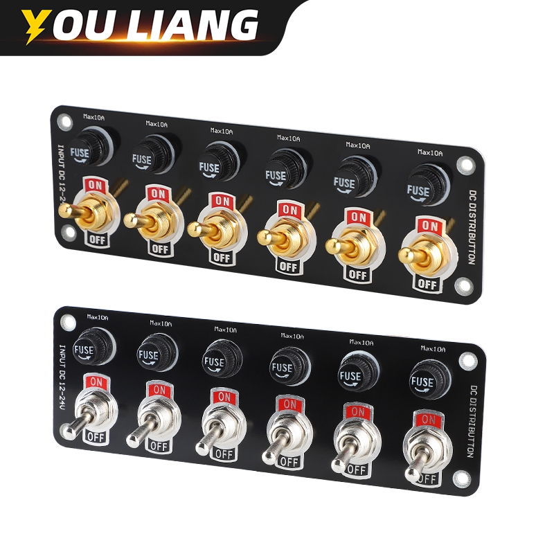 6 Gang Heavy Toggle Switch Panel 12V/24V On/Off Rocker Toggle Switch ...