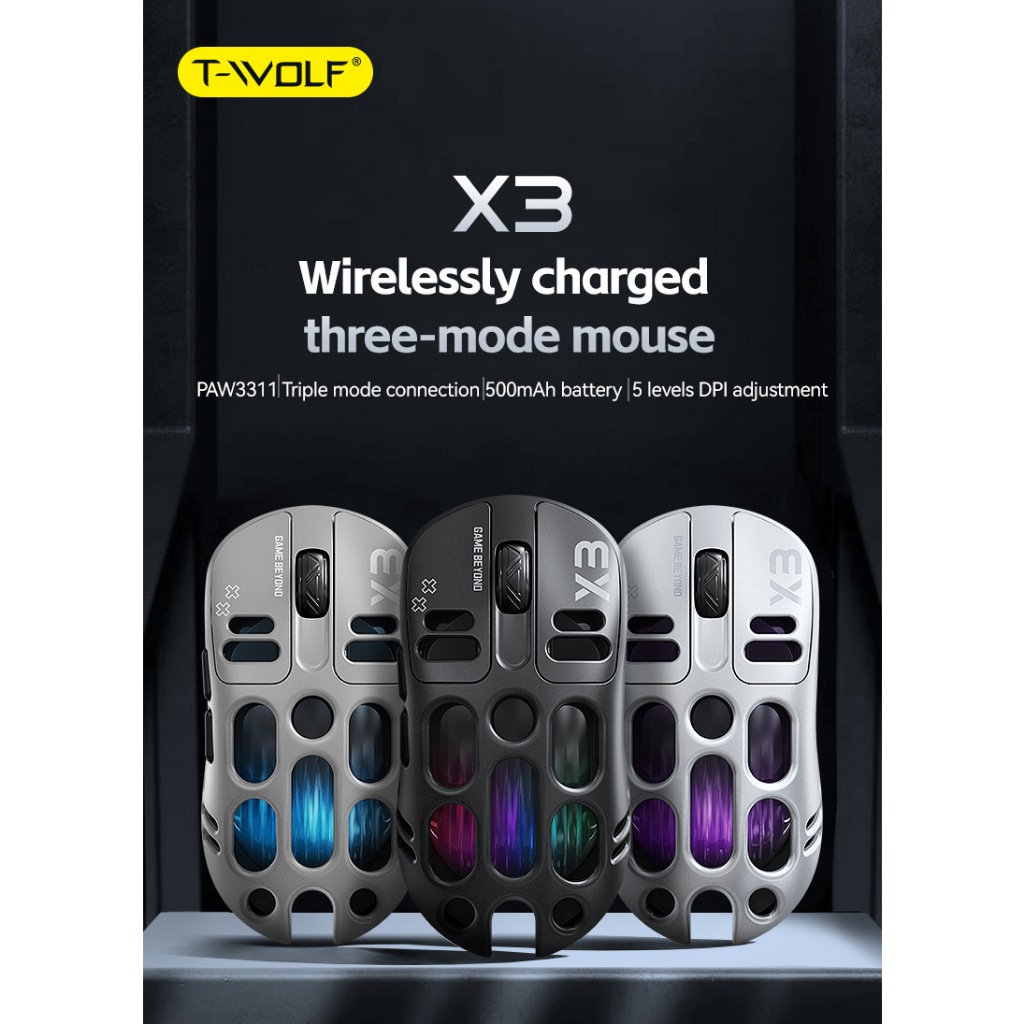 T-WOLF Thunder Wolf X3 gaming wireless mouse three-mode Bluetooth hole ...