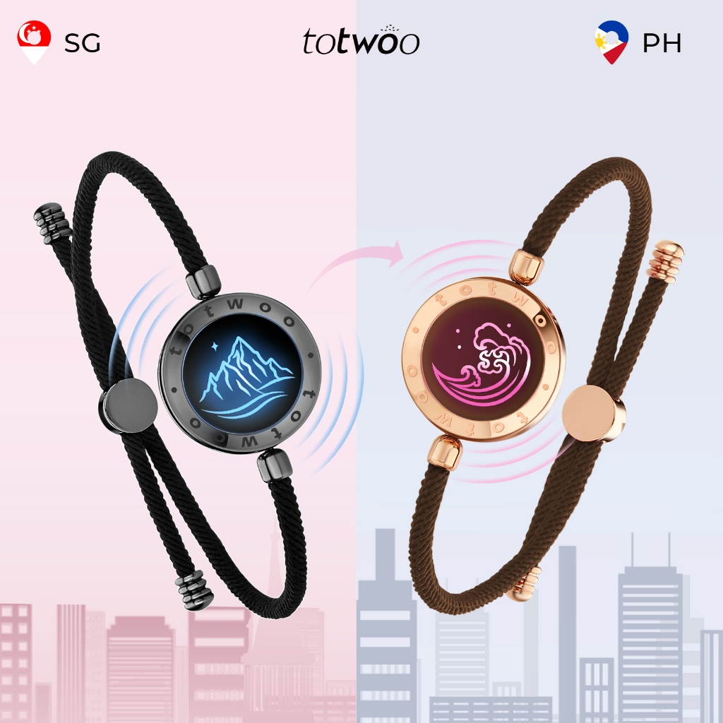 TOTWOO Mountain&Sea Couple Bracelets Long Distance Touch Bracelet