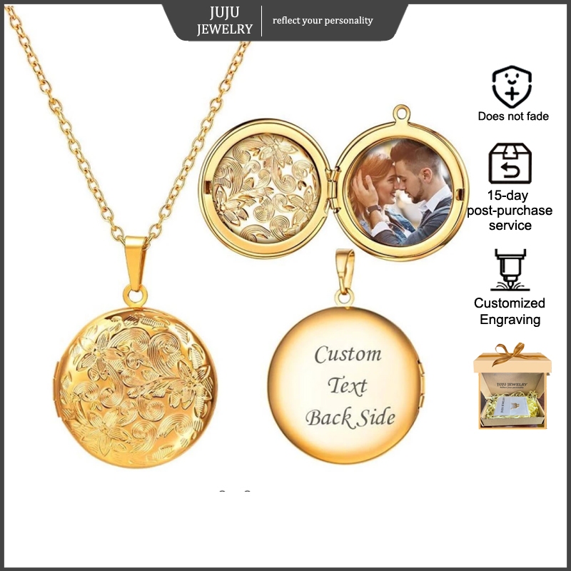 Personalized Locket Necklace With Picture Stainless Steel Vintage ...