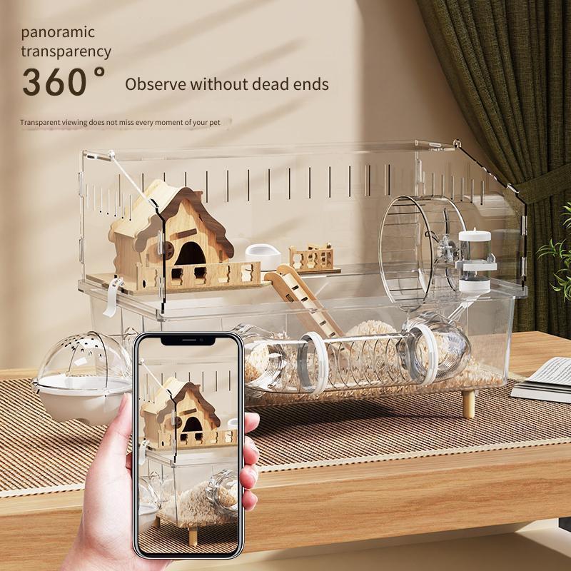 Image showcasing Hamster Cage Luxury Acrylic Hamster Ornamental Cage Pet Breeding Box ...