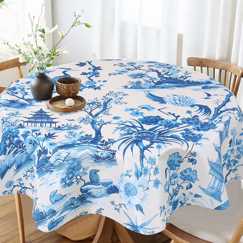 2/4/6/8 Seats Round Table Cloth Spring Garden Flower Pattern Table ...