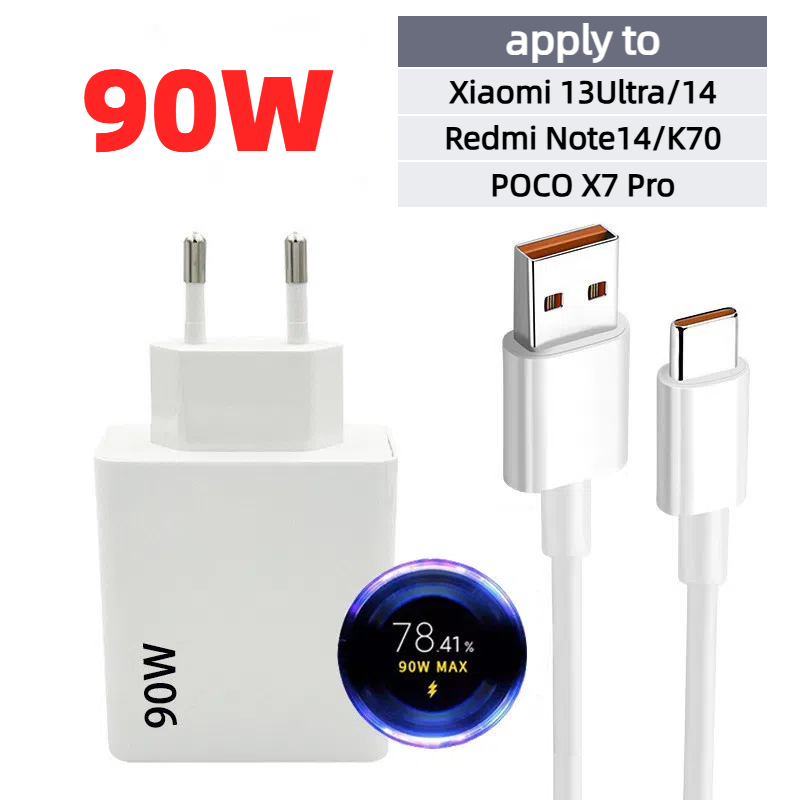 for Xiaomi 90W Charger mi 15/14/Poco X7 Pro Data Cable Redmi 6A Type-C  Mobile Phone Fast Charging Cable