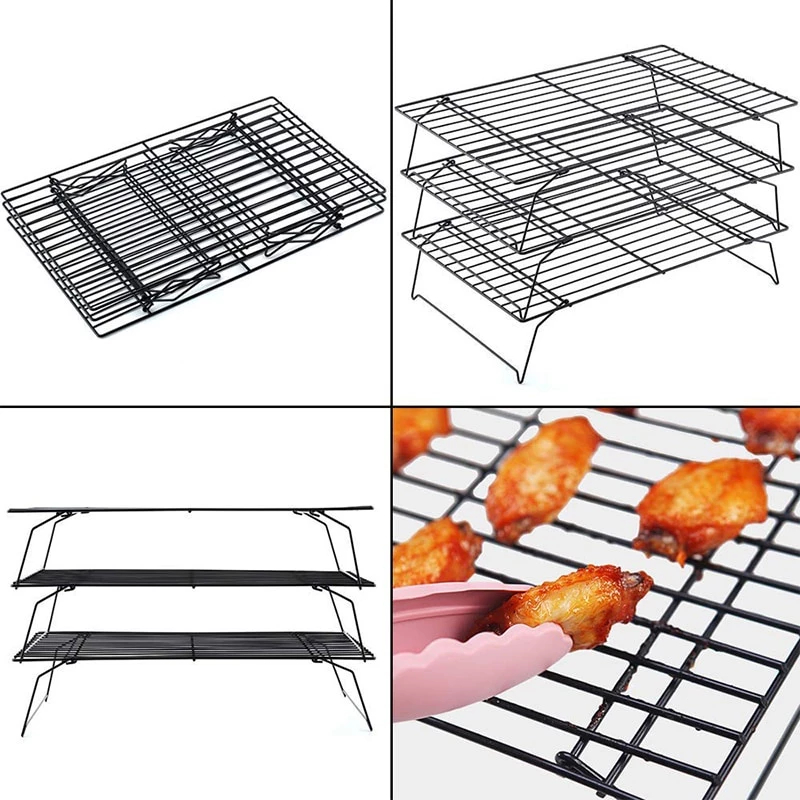 【Outdoor travel】3 Tier Stackable Layer Steel Cooling Rack Non-Stick ...