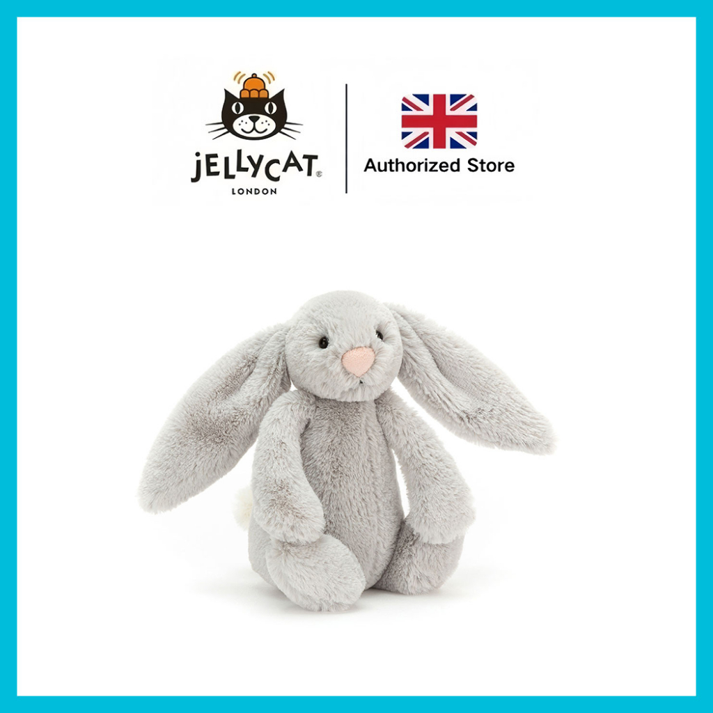 Jellycat】100% Original Bashful Silver Bunny Doll Gift Plush Toy