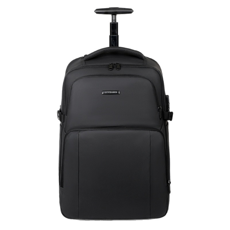 Business Backpack [Free Rain Cover+Umbrella Bag] Casual School Bag Large  Capacity Reduce Burden Trolley Backpack with Wheel Bag