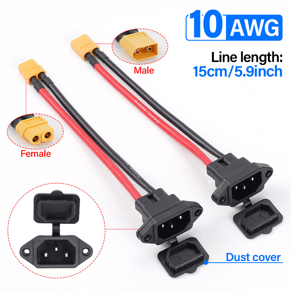 Male/Female XT60 to 3pin Power Socket XT60 Connector Adapter with 10AWG ...
