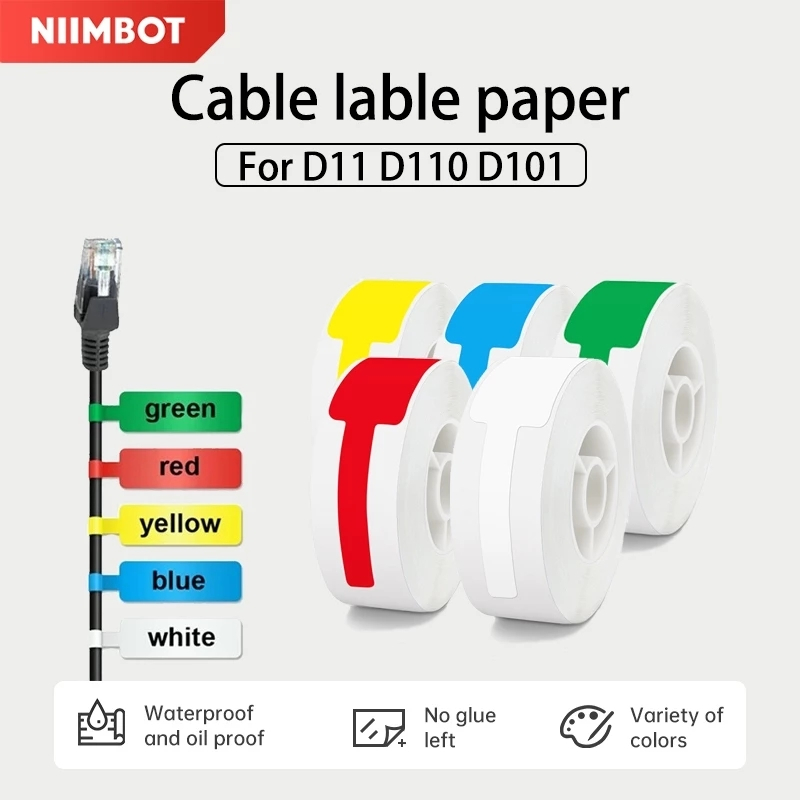 NIIMBOT Cable Label D11/D110/D101 Paper Data Line Identification Fiber ...