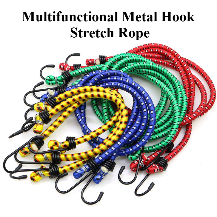 Metal Hook Elastic Rope Rubber Cargo Binding Fixing Rope For Bicycle ...