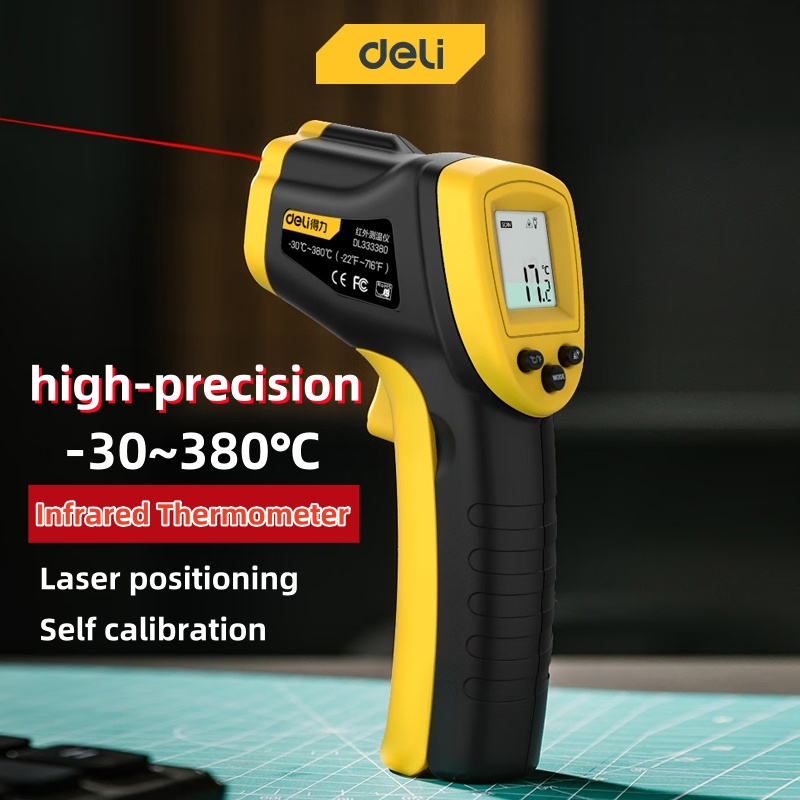 Deli Tool Digital Infrared Thermometer -30~380℃ Non-Contact Industrial ...