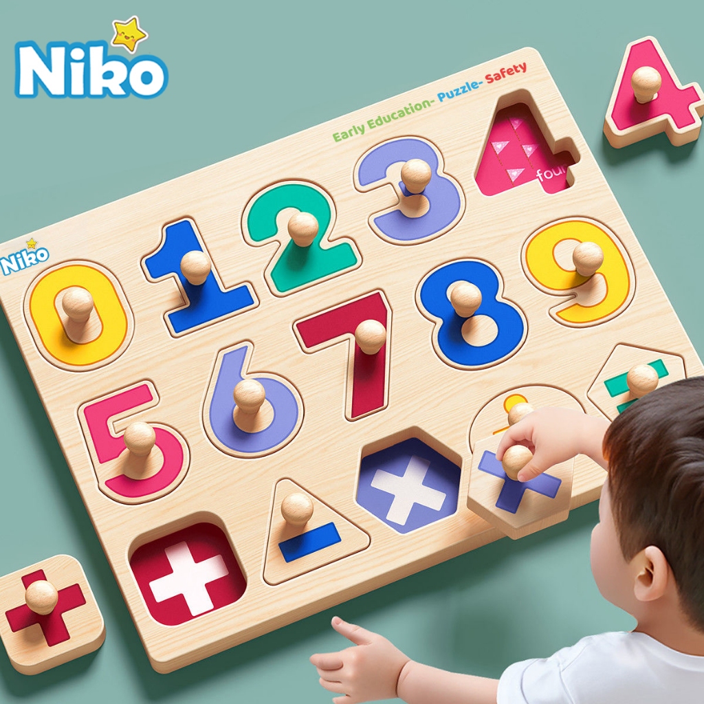 NIKO ABC Letter Digital Puzzle Wooden Toys For Kids Alphabet Number ...