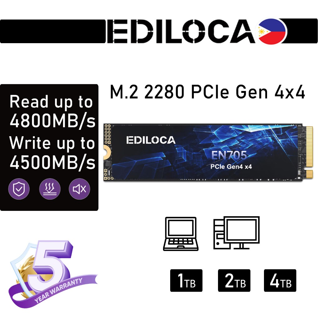 EDILOCA EN705 SSD M.2 2280 PCIe Gen 4x4 NVMe(1TB 2TB 4TB) speeds of up ...