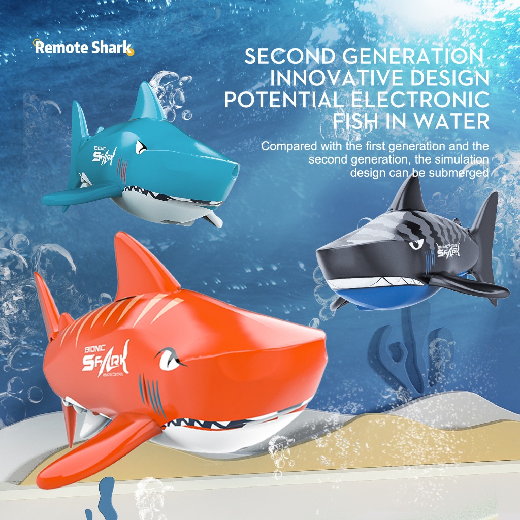 Mini Diving RC Shark Waterproof RC Boat Shark Infrared Controlled Water ...