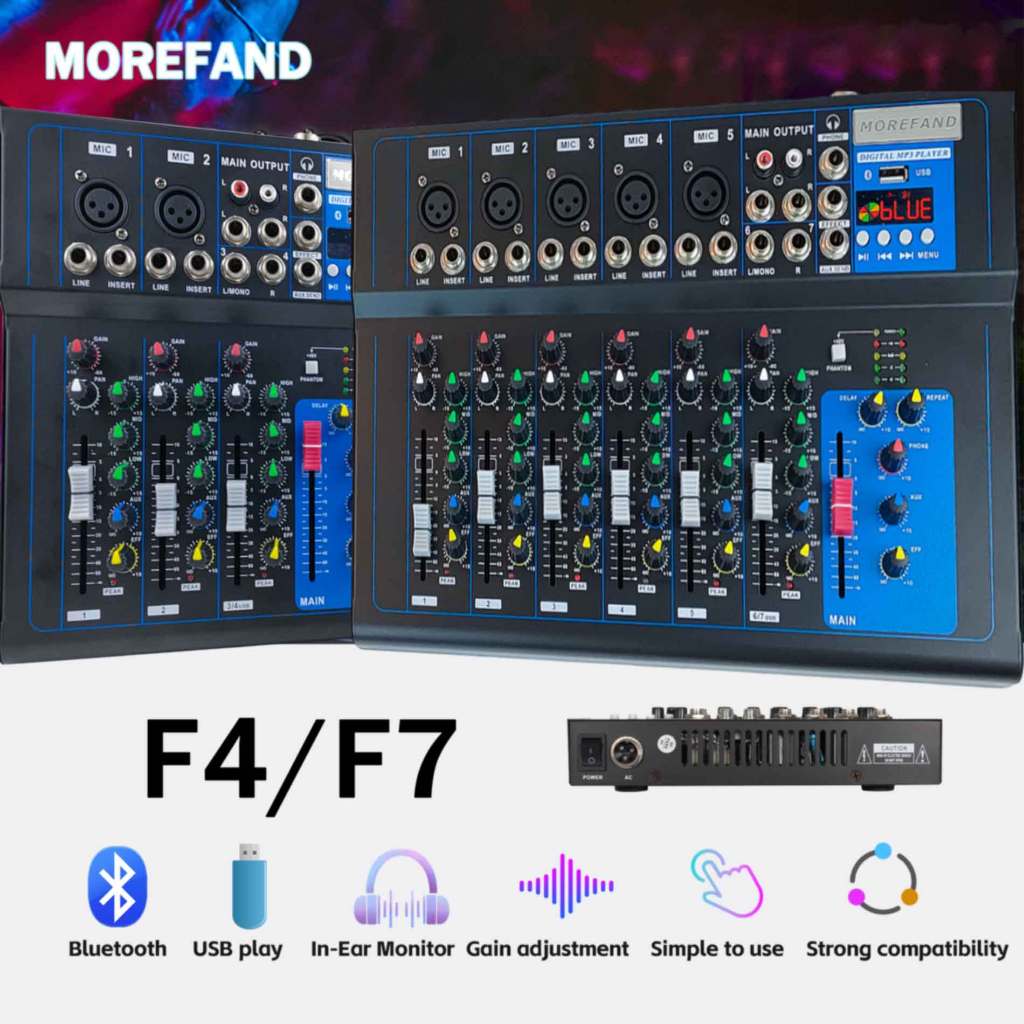 MOREFAND MIXER F4/f7 -USB 4/7 Channel Mixer with Bluetooth Sound Mixer ...