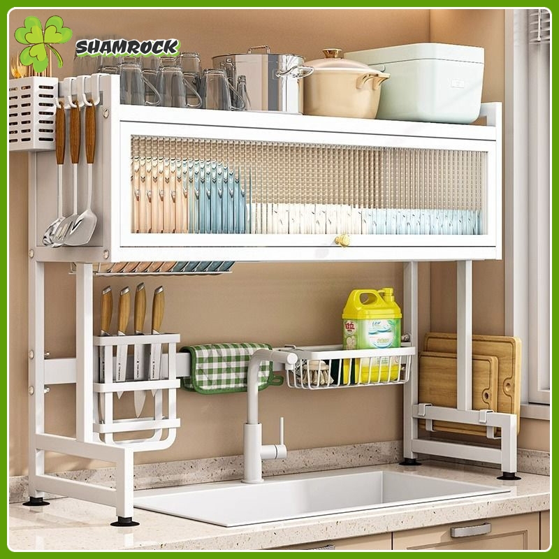 65/85/95CM Dustproof Drain Rack With Cabinet Door Multi-functional Sink ...