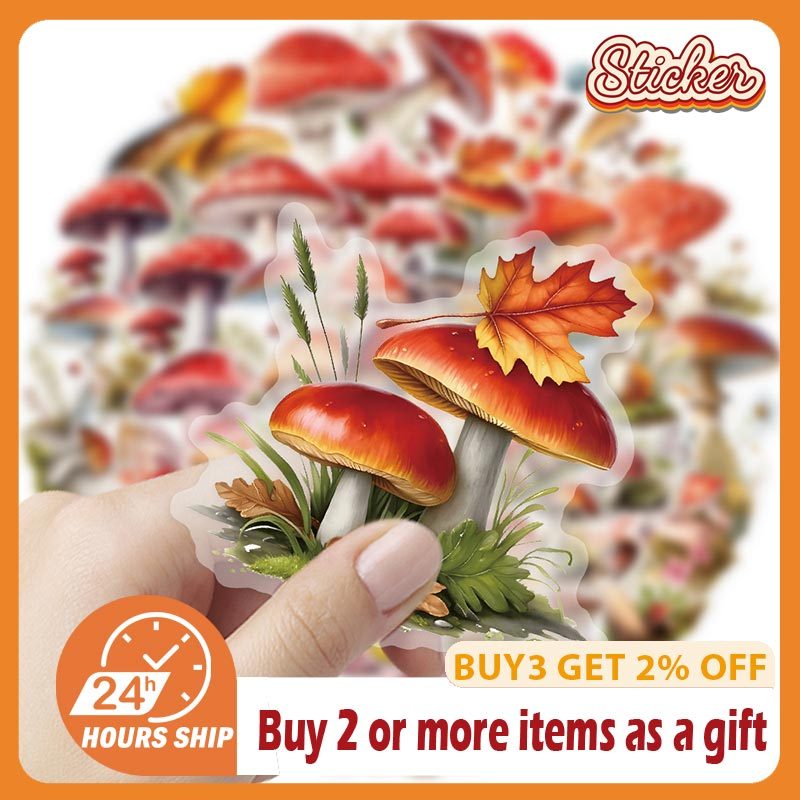 50-Pack Mushroom Theme Graffiti Stickers – For Car, Skateboard, Luggage, Laptop, Guitar, Home Decor – Unbranded, China