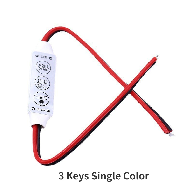 Mini 3 Keys LED Light Dimmer Controller 12V 24V for Single Color 3528 ...