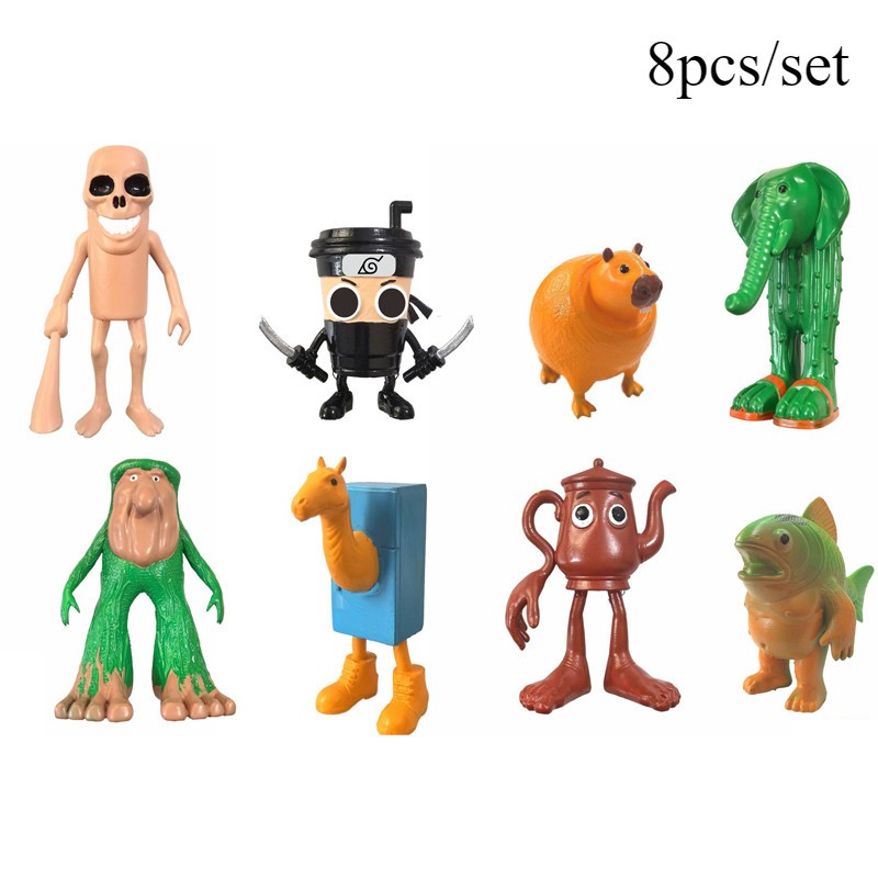 Lot De 8 Figurines Tralalero Tralala – Tung Tung Tung Sahur – Décoration Bureau – Cadeau Fan Italien