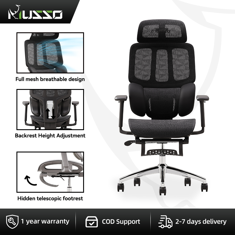 MUSSO H80 PRO Ergonomic Chair Adjustable Headrest with Adjustable Lumbar  Support Ergonomic Chair
