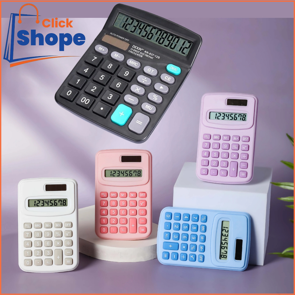 CLICK SHOPE Electronic Calculator 8/12 Digits Display Solar Energy ...