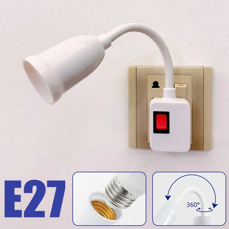 E27 US Plug Rotary Lamp Holder with Switch Direct Plug-in Light Bulb ...