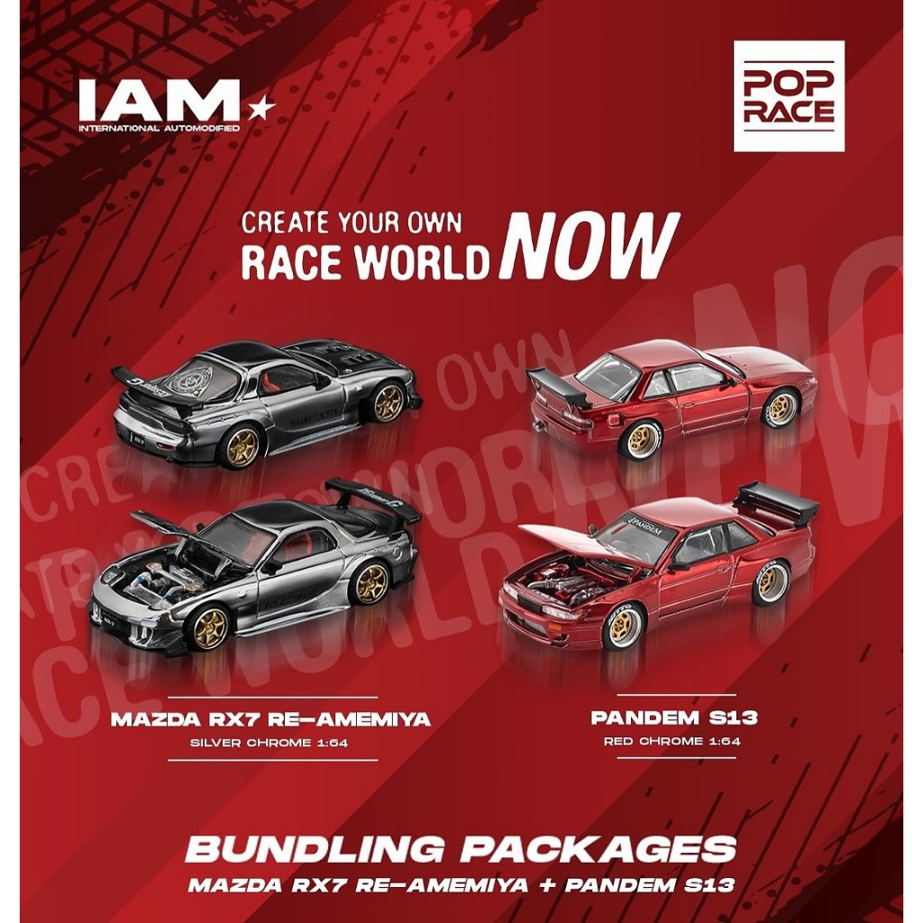 ミニカー POPRACE PR64-288 S13 RED CHROME Pre Order) Poprace 1:64 Nissan PANDEM SILVIA S13 - MOONTECH