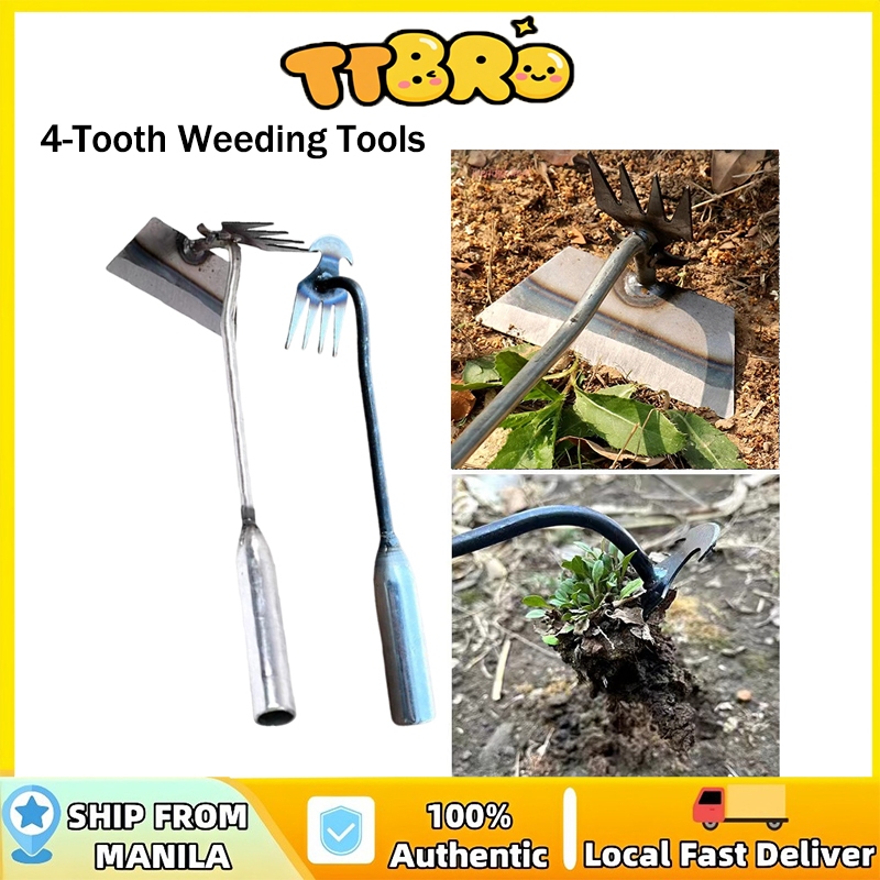 Weeding and rooting tool steel 4 tooth weeder root digger garden hoe ...